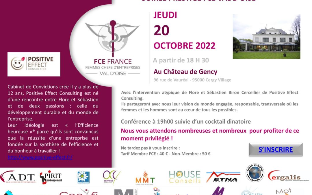 Soirée Prestige des FCE : RDV le 20 octobre au château de Gency